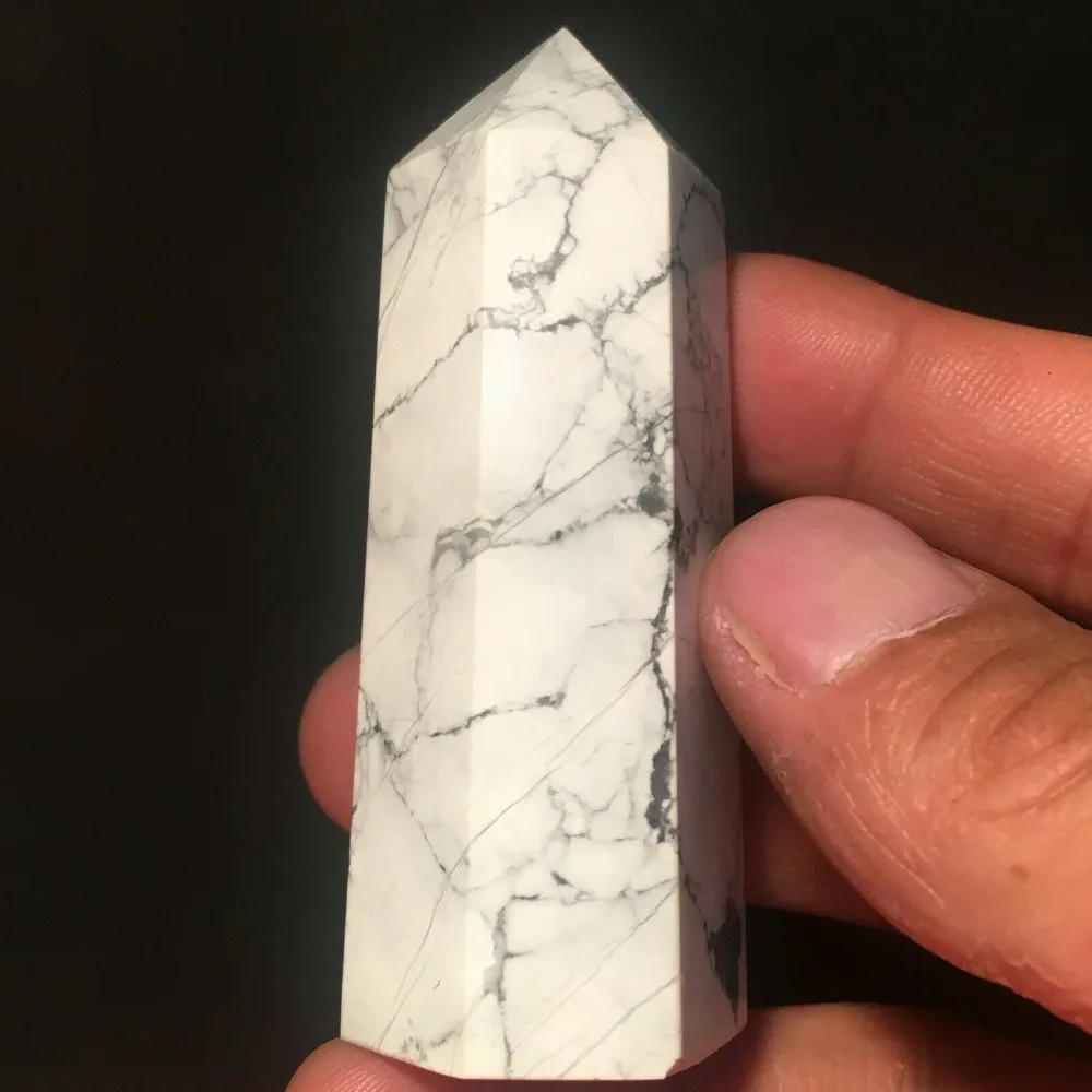 

5-7cm beautiful unique white turquoise hexagonal pointed column with energy 1pc