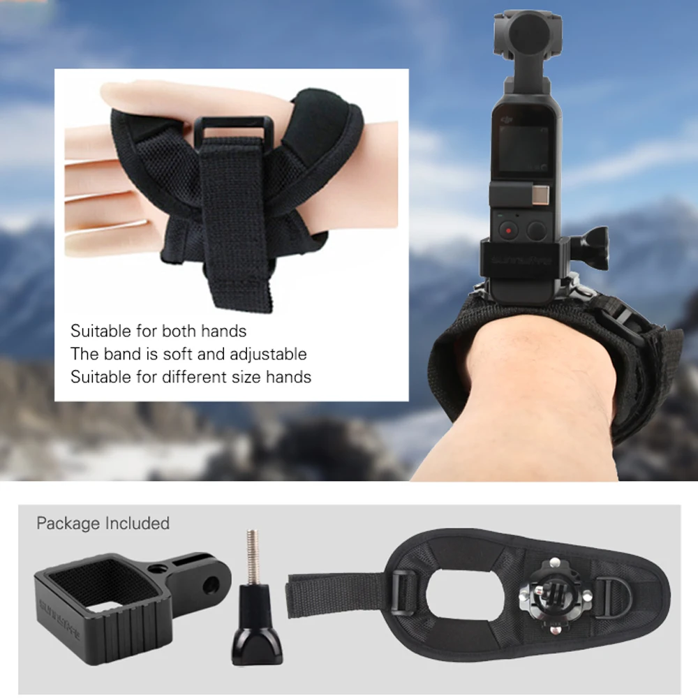 Держатель с креплением для OSMO Pocket GOPRO аксессуары для камеры из алюминиевого сплава удлинитель металлический адаптер и браслет ремешок