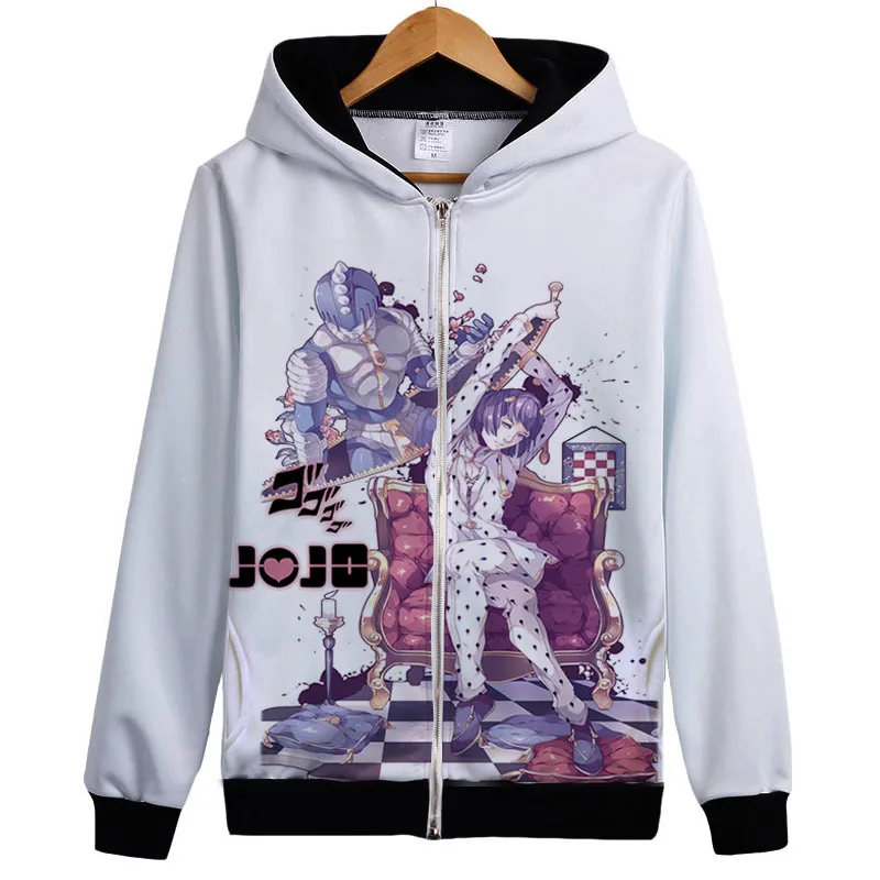 Толстовка для мужчин аниме JoJo невероятное приключение с капюшоном Свитшот с рисунком, круглый воротник, длинные рукава осенний тонкий: флисовая толстовка для девочки, зимнее пальто для девочек - Цвет: 14