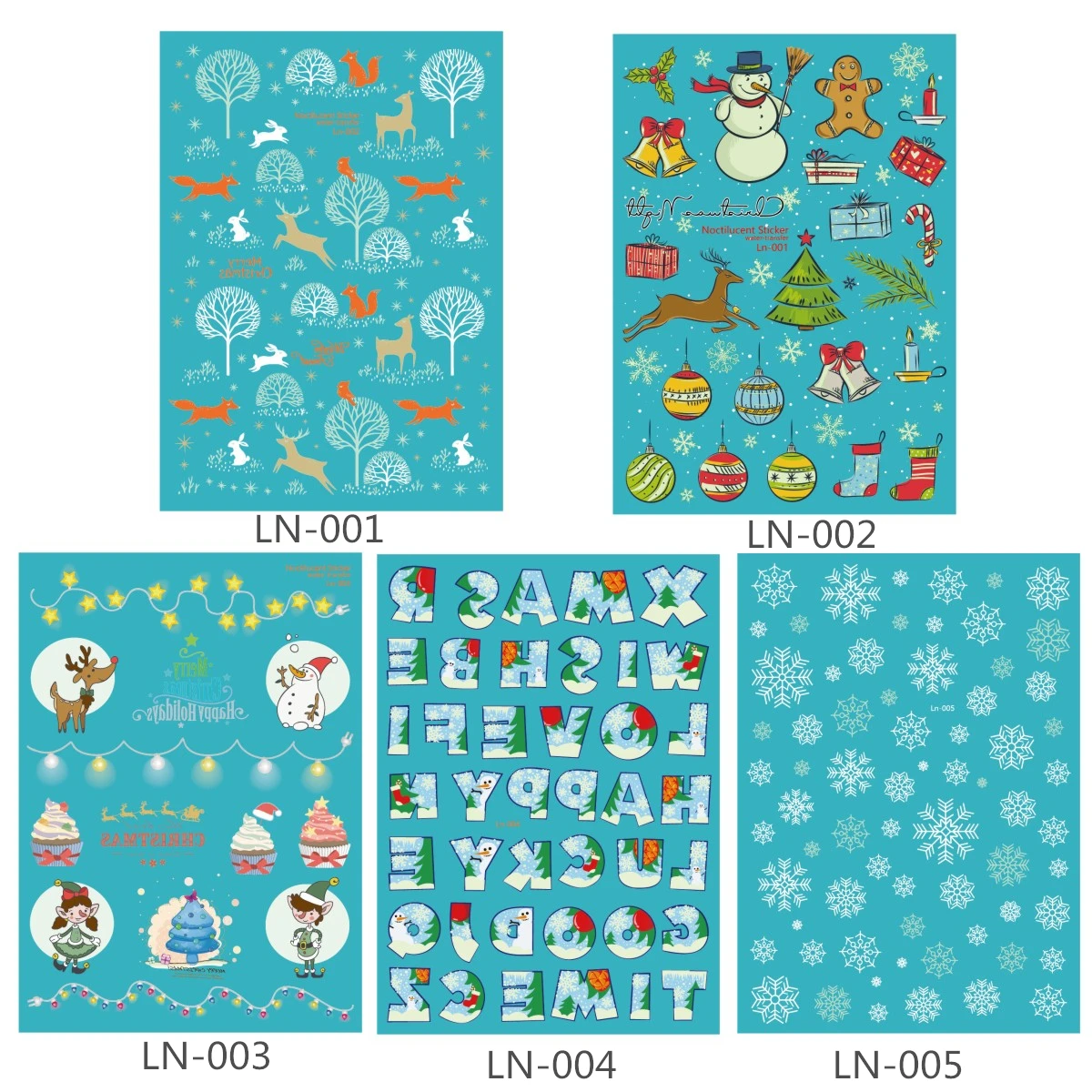 5pcs(LN001-LN005) 5 шт. Светящиеся Татуировки светится в темноте блестящая Рождественская наклейка вспышка флуоресцентные временные водостойкие наклейки для татуировки боди-арт - Цвет: 5pcs(LN001-LN005)