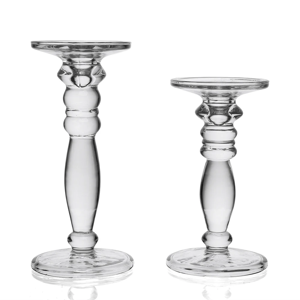 

1Pcs Crystal Candle Holder Classical Pillar Candle Holders 8.6" 9.6" Wedding Home Bar Party Decoration