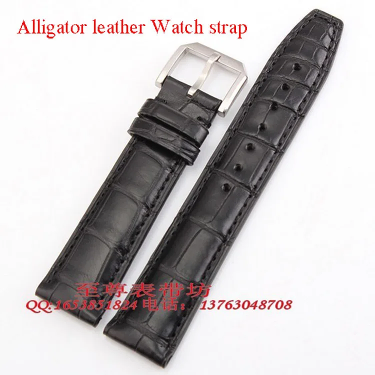 

19mm 20mm 21mm 22mm Size Available Black/Brown Genuine Alligator Leather Watch Strap Band Writwatch brand pin Buckle
