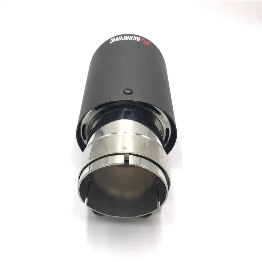 Одна пара Akrapovic выхлопных газов автомобиля 63 мм вход(101 мм выход) Универсальный выхлопной наконечник из углеродного волокна глушитель из нержавеющей стали