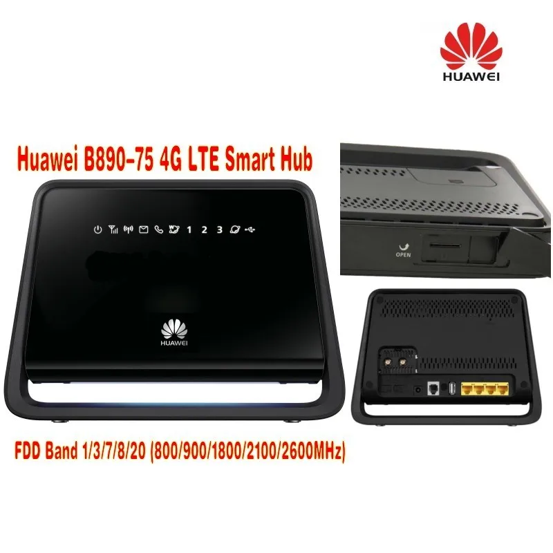 Разблокированный LTE FDD 100 Мбит/с HUAWEI B890-75 4G LTE беспроводной шлюз с USB, RJ11 и LAN портом плюс 35 дБи антенна
