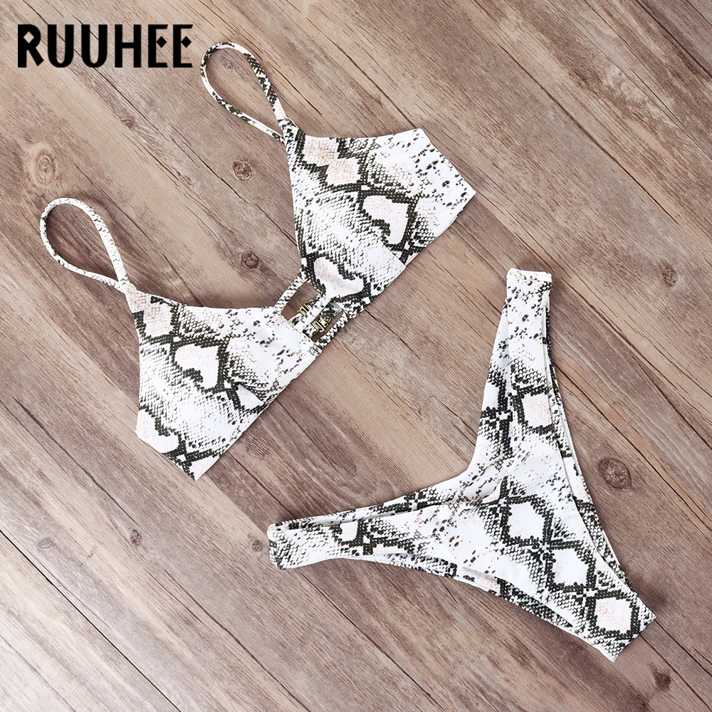 RUUHEE, сексуальный бикини, купальник, женский, Леопардовый, бикини, набор,, купальный костюм, пуш-ап, женская летняя пляжная одежда, с подкладкой, бикини