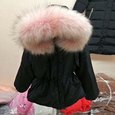 black pink Корейские цветные зимние пальто с воротником из натурального меха для женщин, парки mujer, Модные свободные зимние женские куртки с рукавом летучая мышь - Цвет: black pink