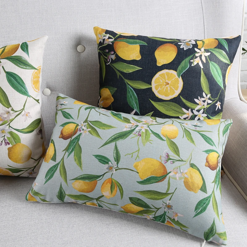 Новинка года на продажу Удобная креативная декоративная подушка для дома с лимонным узором чехол для подушки зеленые растения подушки