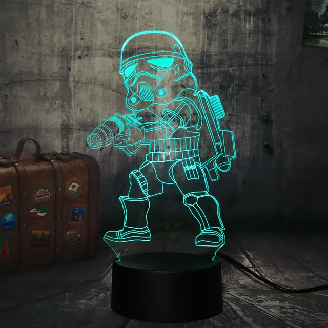 Nuevo Star Wars Imperial Stormtroope luz de noche LED 3D 7 colores Chang Tbale lámpara de escritorio decoración del hogar vacaciones chico chicos regalo de Navidad - Imagen 5