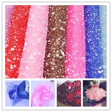 Rouleau de Tulle Organza à paillettes 3.6m x 50cm, flocons de neige, pour décoration de noël, fournitures de fête de mariage, emballage de cadeaux floraux, décoration de maison
