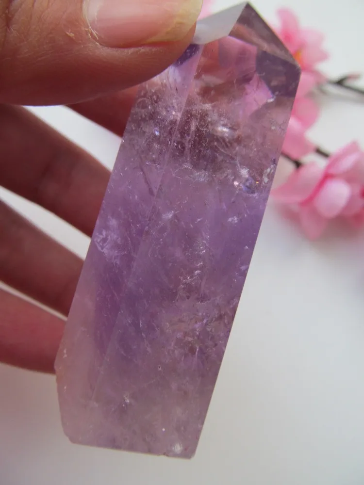 126g Transparent Natural Clear Amethyst Quartz Crystal Points Single Terminated Crystal Wand Polished Reiki Healing Decorations