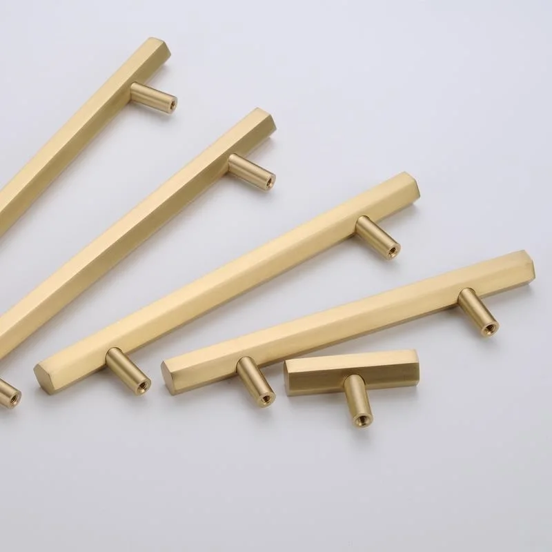 Шестигранные латунные ручки и ручки для кухонного шкафа золотого цвета для ящика для ванной комнаты, мебельные ручки 96 мм 128 мм 160 мм-1 упаковка