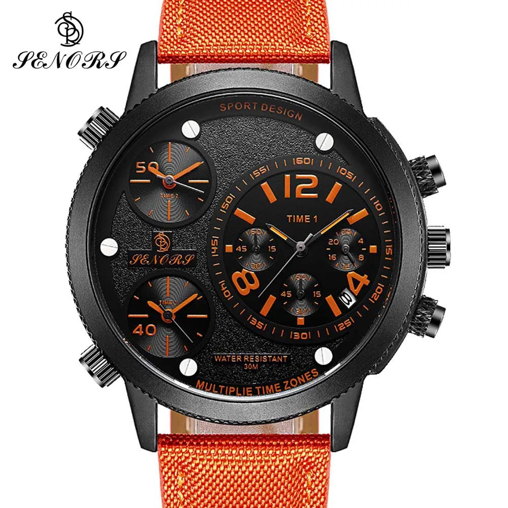 01 Luxury Brand Watches Men Fabric Canvas Strap Quartz-Watch Clock Male Three Time Zone Sports Watches relogio masculino - Цвет: 01