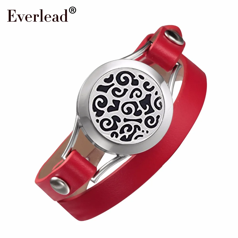 EVERLEAD красный кожаный браслет для мамы ароматерапия медальоны здоровая жизнь из нержавеющей стали подарок на день Святого Валентина обертывание браслет