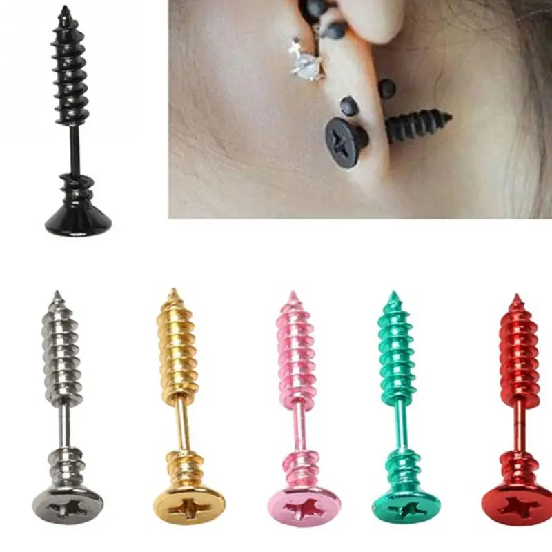 1 шт Панк серьги-гвоздики из нержавеющей стали унисекс стиль кепки серьги-винт Женская одежда Аксессуары
