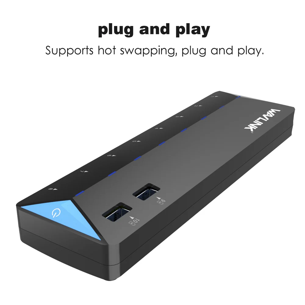 Wavlink быстрой зарядки Super speed 5 Гбит/с usb-хаб 3,0 4/7/10 порта USB разветвитель USB 3,0 hub с внешним Мощность адаптер для портативных ПК