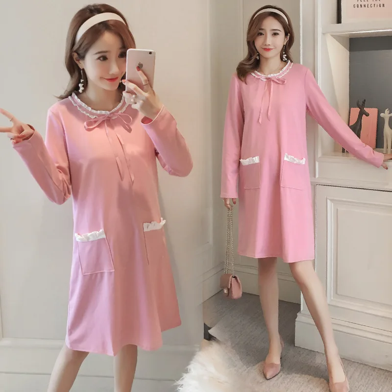 

2018 Knitted Maternity Sweater Autumn And Winter New Long Thick Pregnancy Pullover Clothes For Pregnant Women Maternity Dress