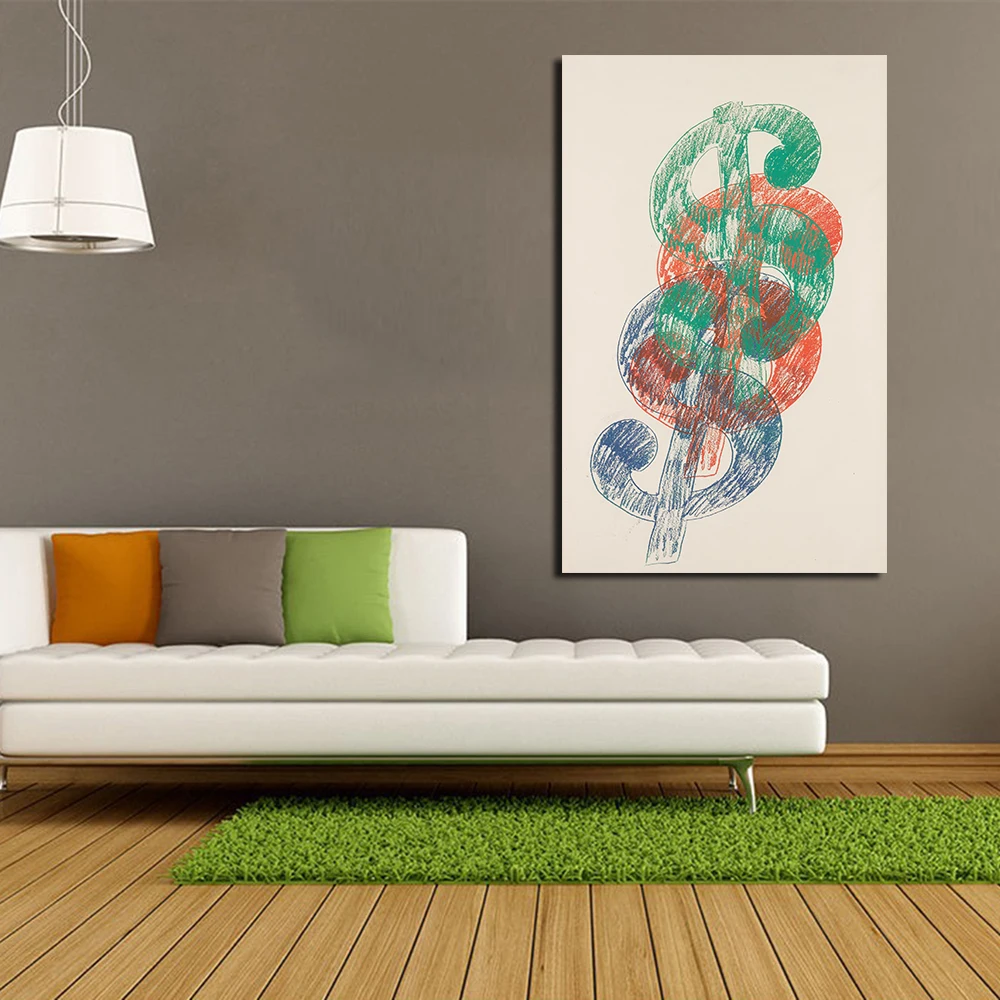JQHYART Dollar Sign Oil Painting Wall Art Canvas Decorative Living Room Picture No Frame | Дом и сад