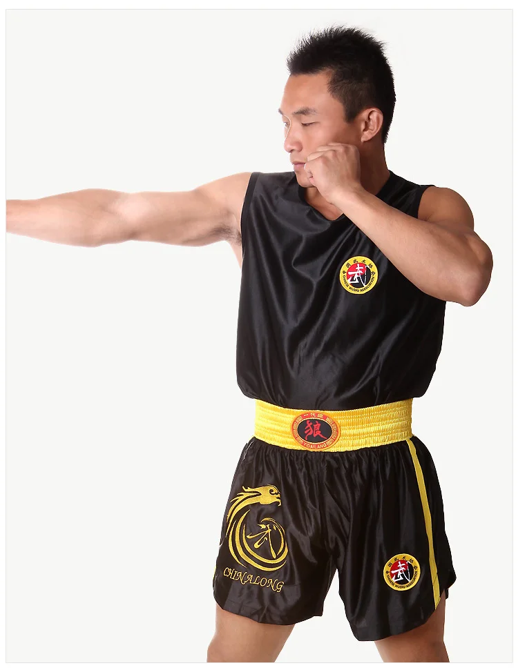 Muay Thai Boxing Jersey Short Pants Set Embroidered Satin MMA Boxing