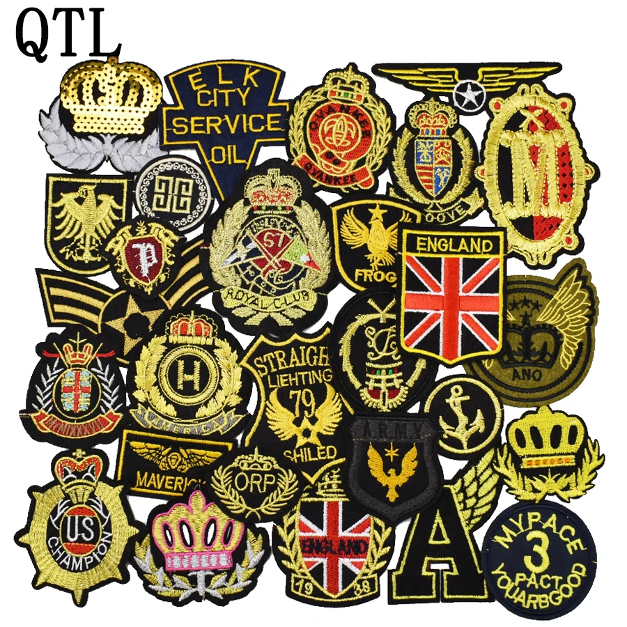 10pcs Badge style patches for clothing iron embroidered Diy patch applique iron sew on patches
