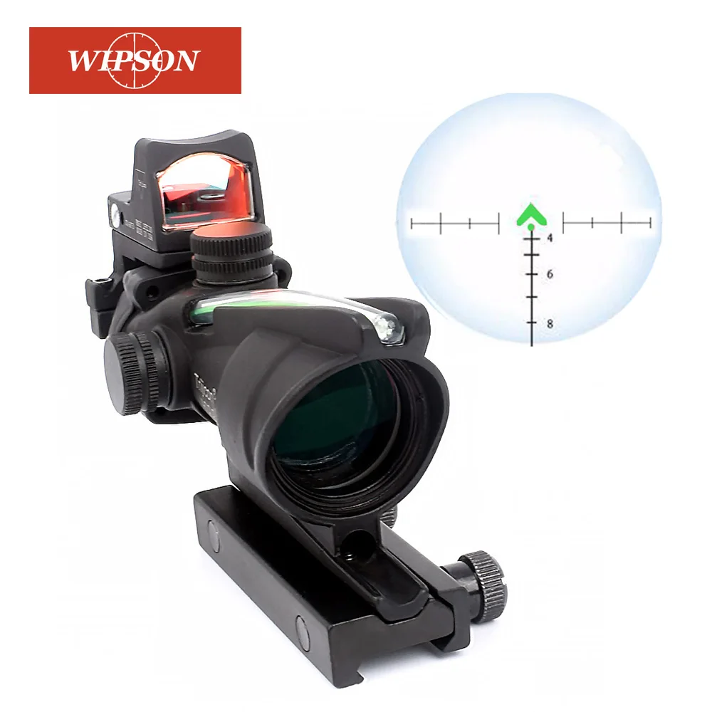 Najtaniej WIPSON ACOG 4X32 luneta celownicza CAHEVRON celownik światłowodowy czerwony podświetlany celownik optyczny z RMR Mini kolimator Red dot 20mm Rail
