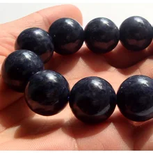 Большой натуральный сапфир стрейч мужской браслет Круглые Свободные ювелирные бусины 15 мм