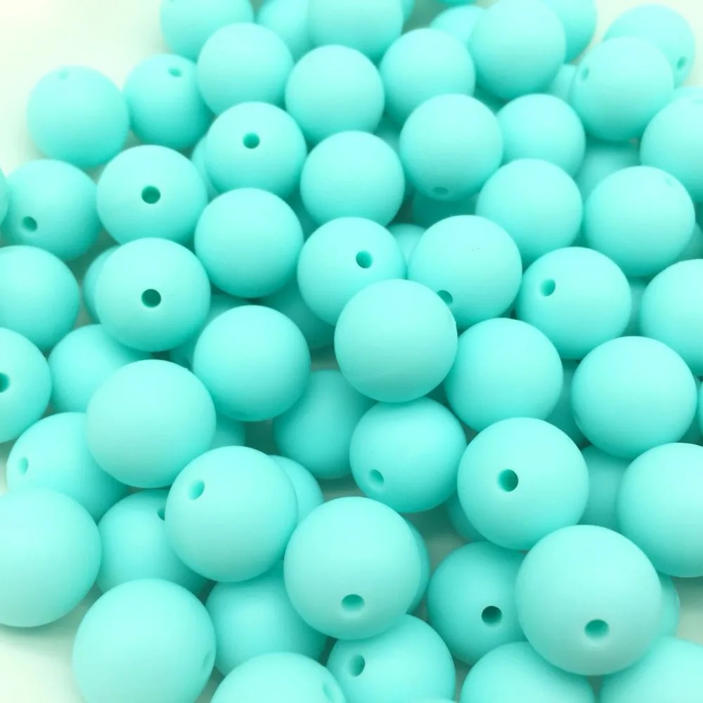 

10PCS Aqua Silicone 12-17 MM Loose Beads,Soft Blue Green Teething Chewable Baby Silicone Beads For Making DIY Pendant Baby Toys