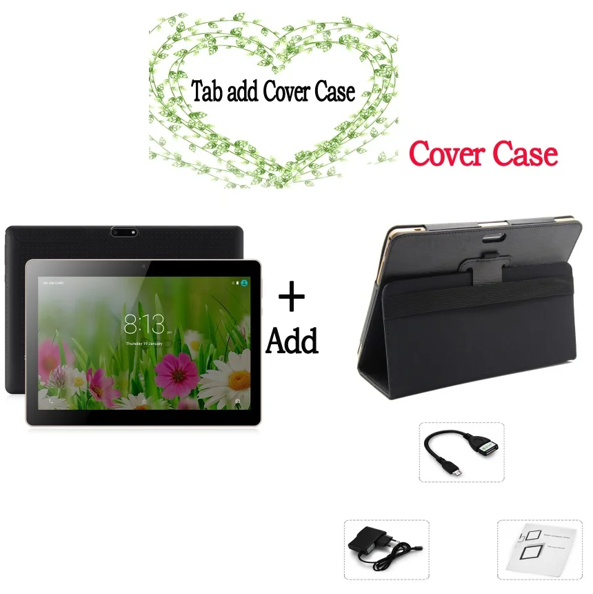 Tab add Cover Case 10 дюймов 3 г телефонный звонок сим-карты Android 6.0 Quad Core ce Марка Wi-Fi FM Tablet PC 2 ГБ+ 16 ГБ Anroid 6.0 tablet pc - Комплект: Tab add Cover Case