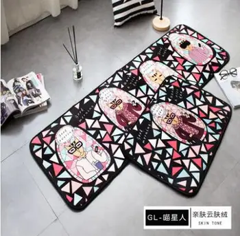 

Multi-function cartoon printed velvet rug mat absorbent carpet doormat anti slip doormat bay window pad