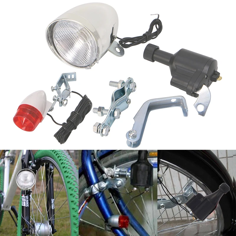 Cheap Motorized Bike Bicycle Friction Dynamo Generator Head Tail Light Acessories high quality 1