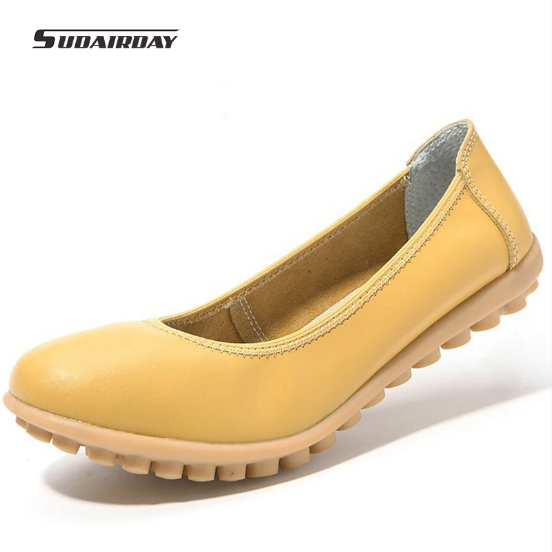 New 2016 Women Genuine Leather Shoes Women Hand sewn Soft