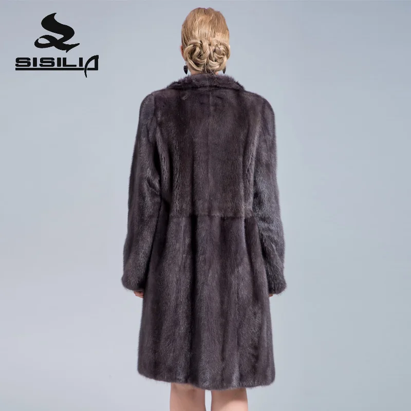 SISILIA Новая женская натуральная замша пальто с мехом высокого качества средней замши пальто Женская Роскошная Шуба