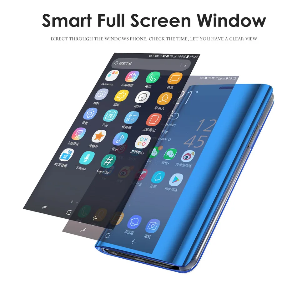 Luxury Smart Mirror Case for Huawei Mate 20 Pro Case 6.39 inch Clear View Flip Stand PU Leather Cover Huawei Mate20 Pro Case pu case for huawei