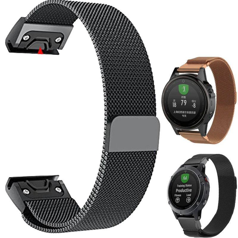 Оригинальные миланские ремешки для Garmin Fenix 5 5X 5S Plus Смарт часы 20 мм 22 26 Металл Quick Fit