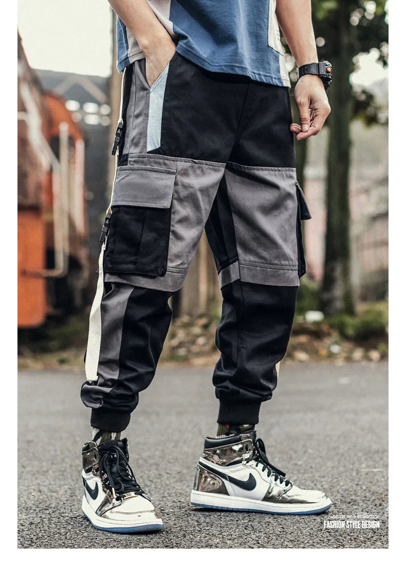 Men cargo pants new arrival spring and autumn cotton fashion pockets male ankle-length pants hot sale Korean style n25