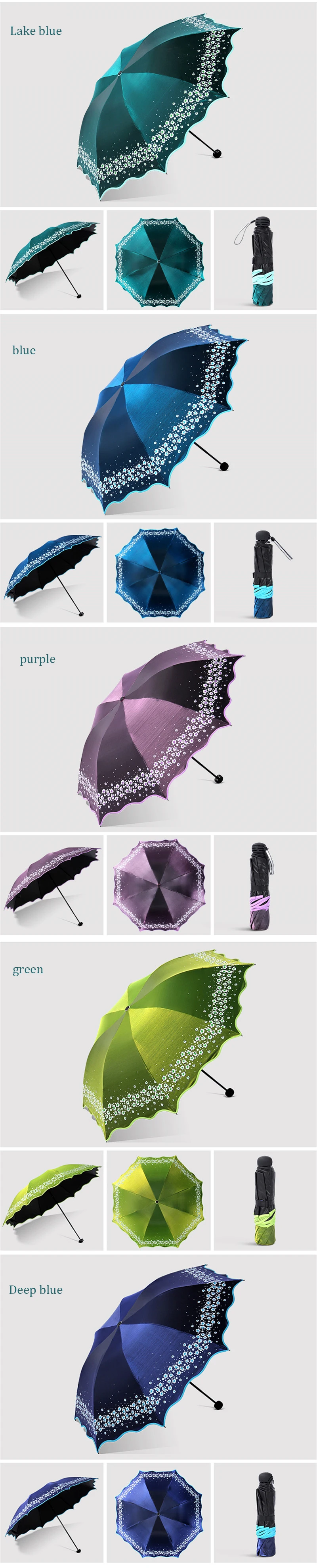 Женский зонтик, полностью затемненный, цветной, яркий зонтик, дождь, арочный, принцесса, женские зонты, женский зонтик, креативные подарки