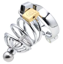Stainless steel new design cock cage penis ring cage, lockable dildo cage ring, sex toys sex products SM637-S