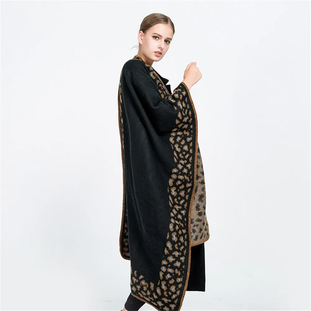 Для женщин Зимний Толстая Leopard Кашемир мягкий длинный шарф шаль Обёрточная