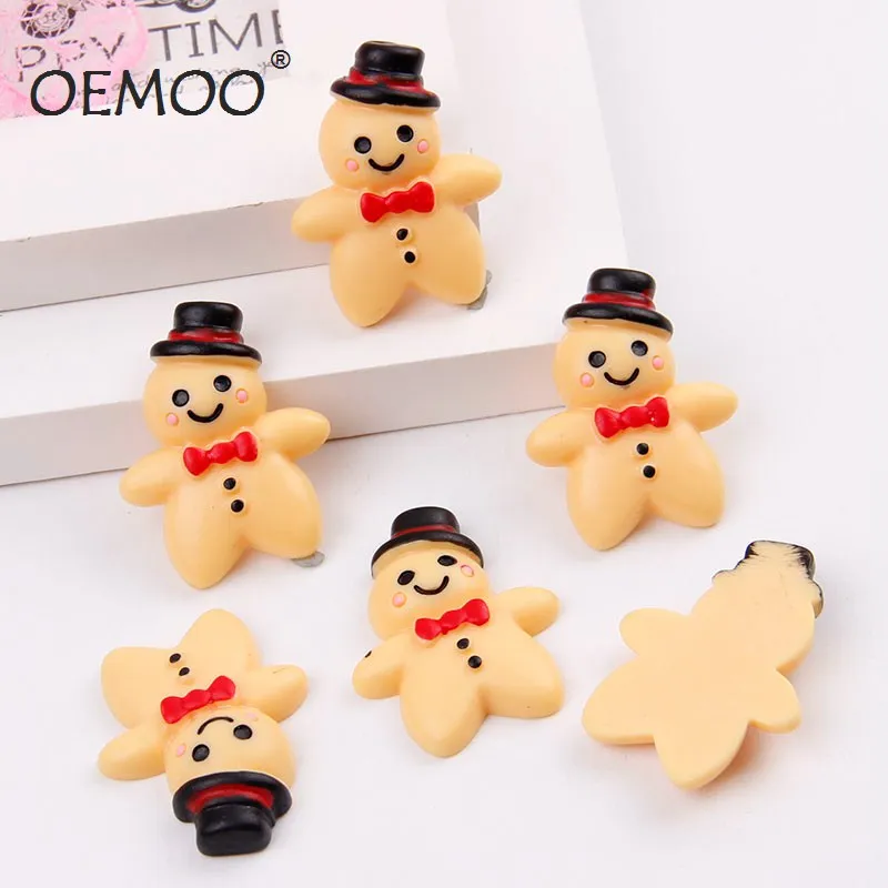 

50pcs Resin Snowman Christmas gingerbread man Flatback Cabochon Craft Embellishment For Phone&Garment 24*33mm