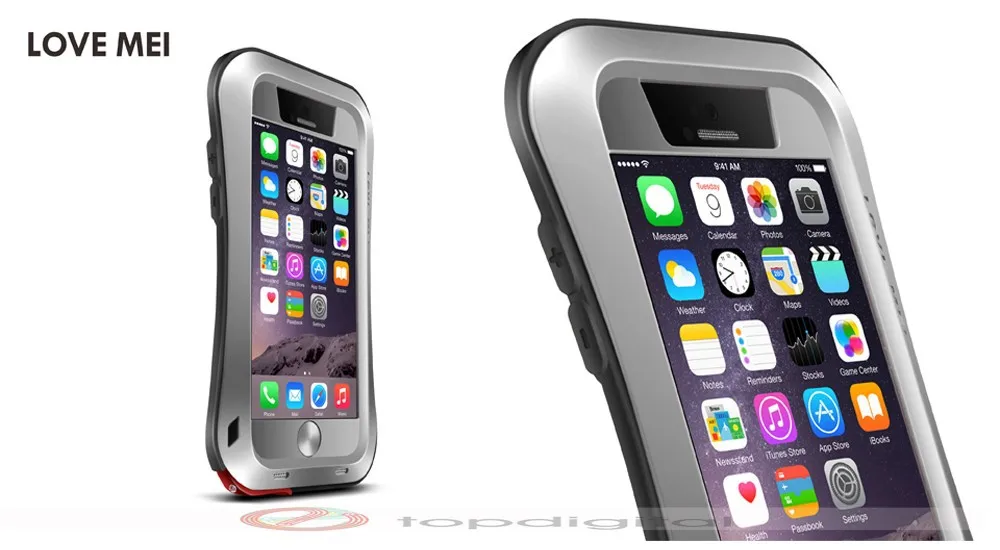 Любовь Мэй для iPhone 6 plus Панцири Водонепроницаемый противоударный Для iPhone 6S плюс металлический корпус гибридный закаленное Стекло Экран протектор