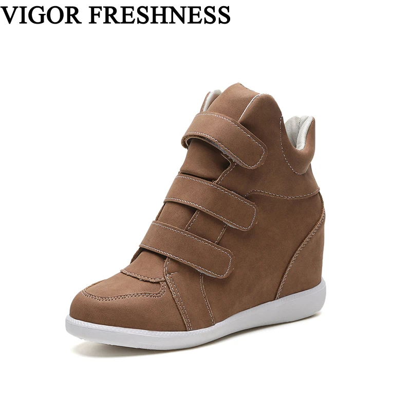 

VIGOR FRESHNESS Women Shoes Platform Pumps Woman Sneakers High Hidden Heels Shoes Elevator Ladies Pumps Wedges Female Shoes WY79