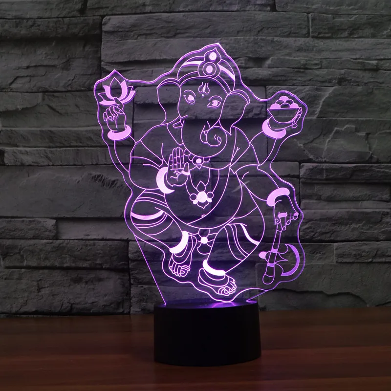 Ganapati Форма USB Новинка подарки 7 цветов Изменение светодиодный ночник 3D светодиодный Настольный светильник как украшение дома