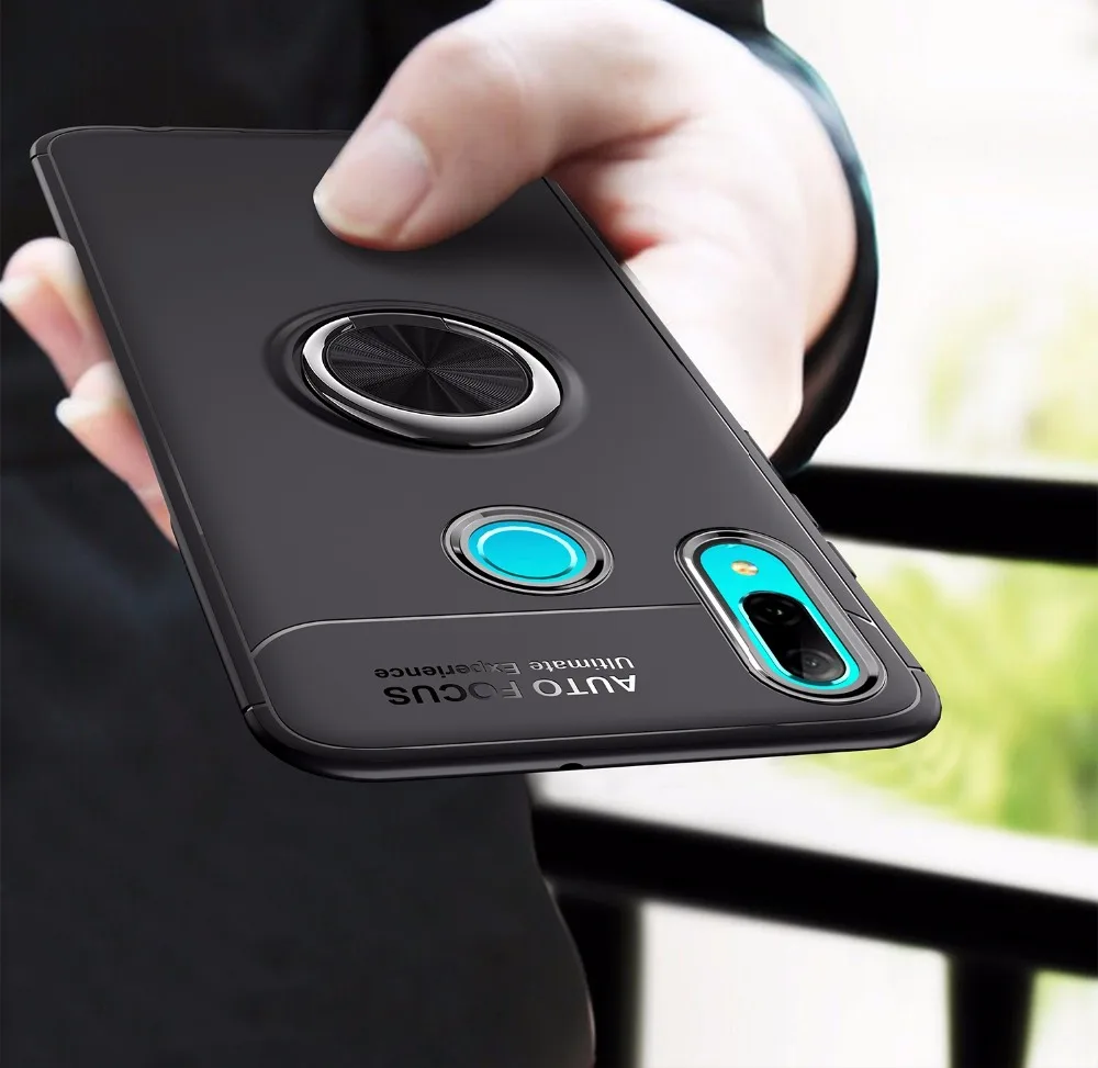 

For Huawei P Smart 2019 Case Ring Holder Soft Matte Silicone Back Cover For Huawei P Smart Plus Phone Case P Smart