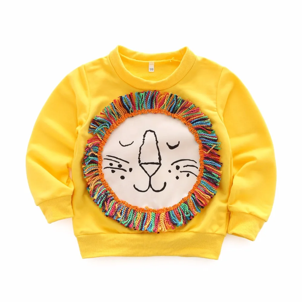 Kimocat/новая весенняя одежда для маленьких девочек, топы с длинными рукавами и круглым вырезом, свитшот с изображением Льва, повседневная детская одежда, Повседневный хлопковый пуловер