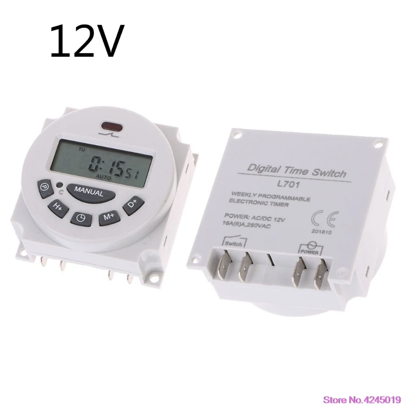 DC12V AC220V цифровой lcd Еженедельный программируемый реле времени электронный таймер