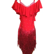 Стиль латинских Танцевальный костюм сексуальные старший спандекс кисточкой латинские танцы платье для латинских танцев для женщин конкурс латиноамериканских танцев платья S-4XL