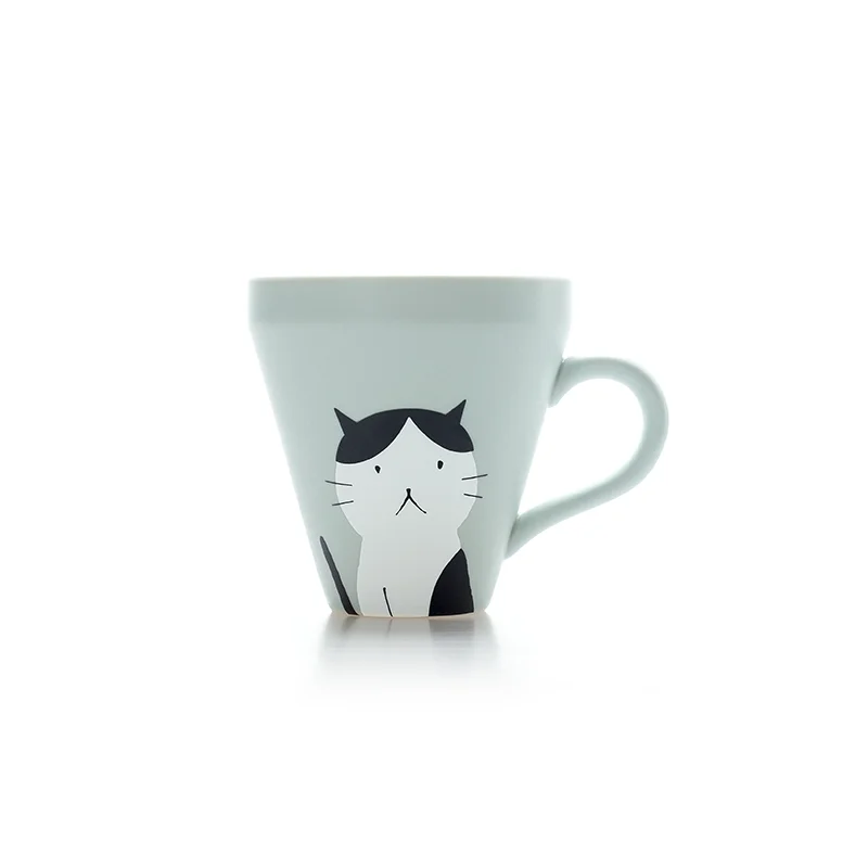 Светло-зеленый Tazas де ceramica creativas чашки и кружки кубек ceramiczny красивая кружка пара кофе чашка таза Гато caneca Кот мультфильм Аниме подарок - Цвет: Светло-зеленый
