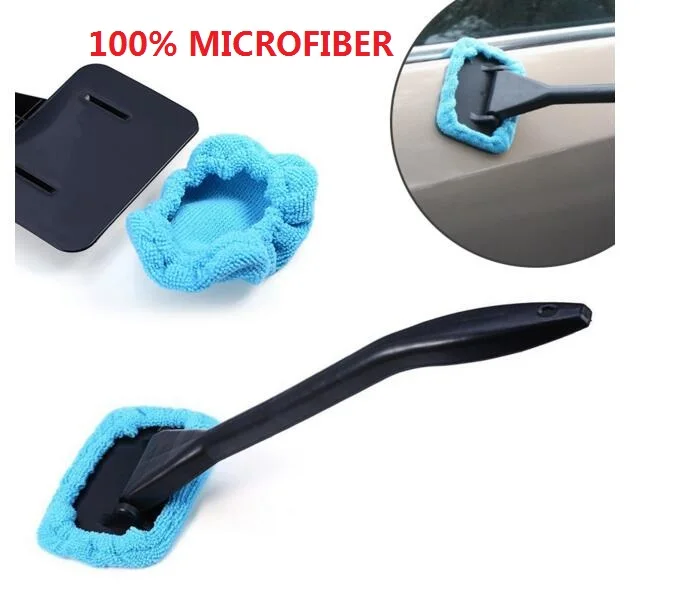 

1pc Car Cleaning Tool Washer Brush Microfiber Window Cleaner Long Handle Dust Car Care Windshield Shine Towel Handy Washable