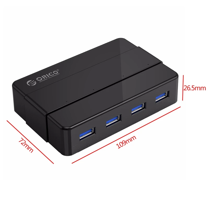 Orico 5 Гбит/с супер скорость 4 порта Usb 3,0 концентратор портативный 12 В 2A адаптер питания через контроллер 3.3Ft для ноутбуков настольных периферийных устройств
