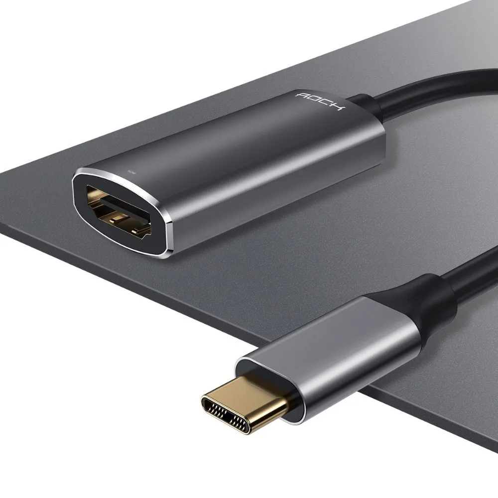 Преобразователь типа C в Hdmi для Apple Macbook Pro Chromebook matebook ROCK Мужской USB C к HDMI Женский адаптер для samsung huawei