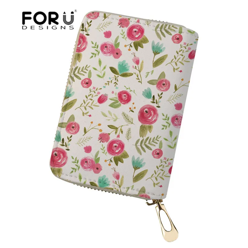 FORUDESIGNS/Винтажный кошелек с цветочным принтом для женщин, держатель для удостоверения личности, дорожный кошелек для кредитных карт, держатель для визиток - Цвет: ZJZ624Z5